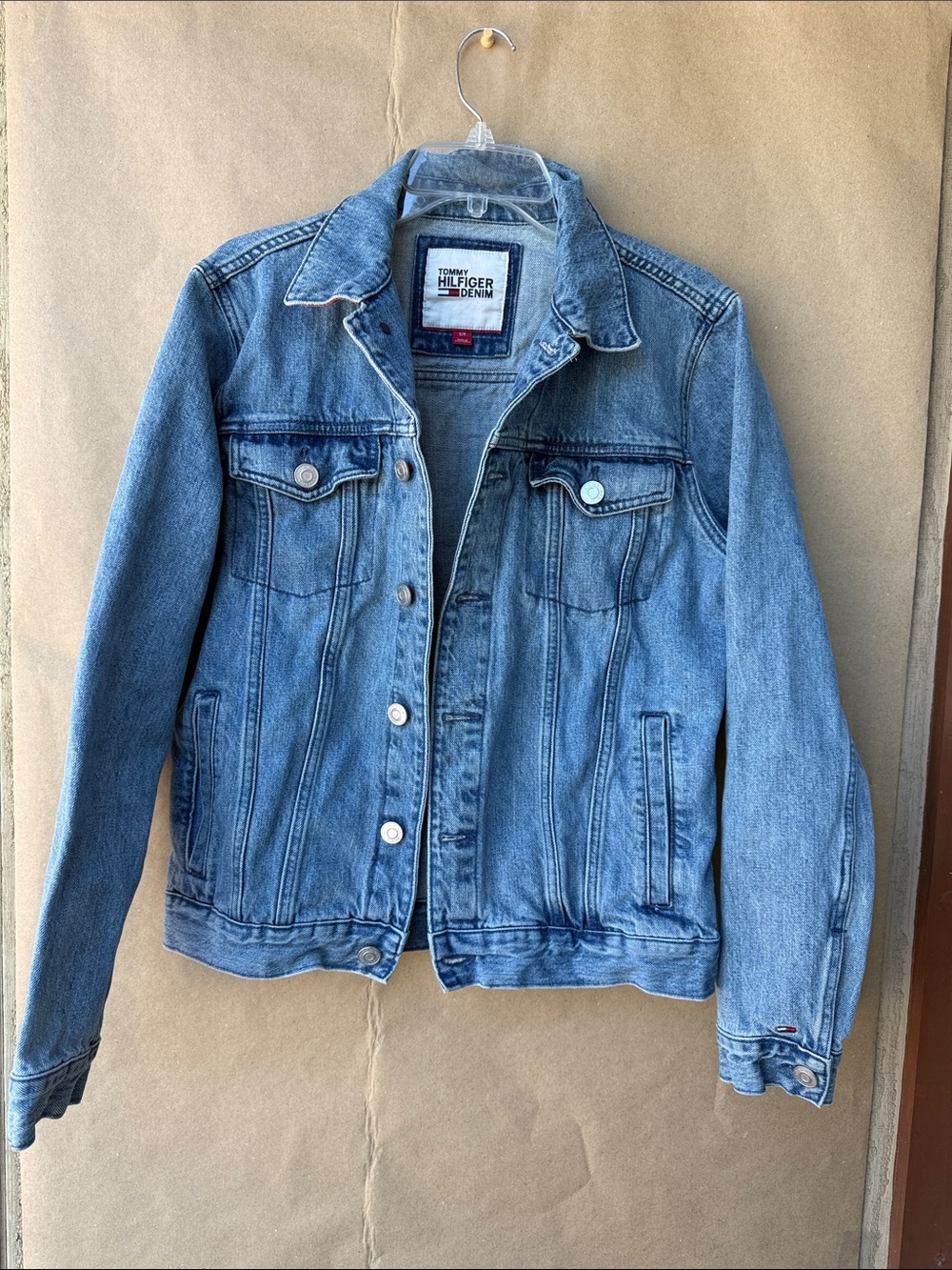 Vintage Tommy Hilfiger Denim Trucker Jacket Back Logo - Like New - Size S